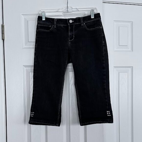 White House Black Market Pedal Pusher Capri Noir Jeans - Picture 6 of 11